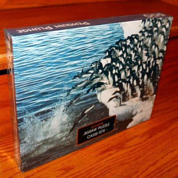 3/$77❤️new sealed vintage 1989 PENGUIN PLUNGE 500 pcs Springbok puzzle PZL4443 - Picture 2 of 10